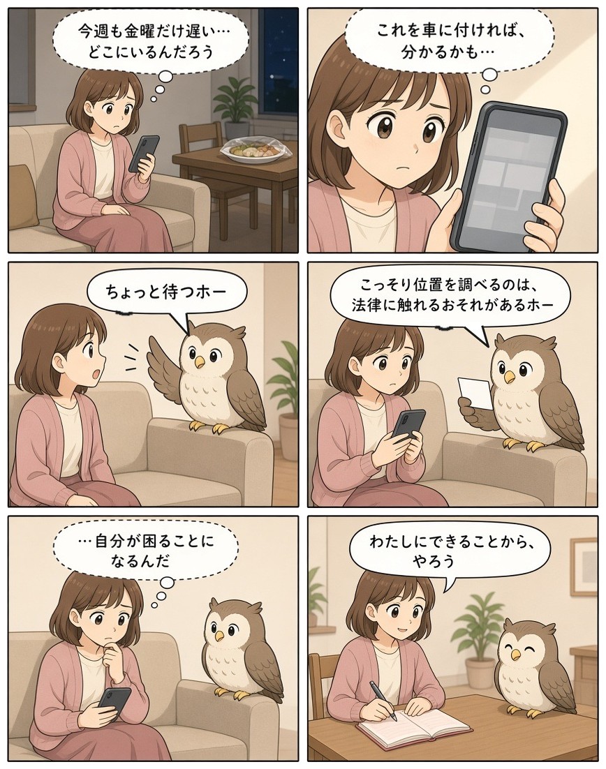 漫画『ゆりの一週間』「GPSを付けたくなった夜」