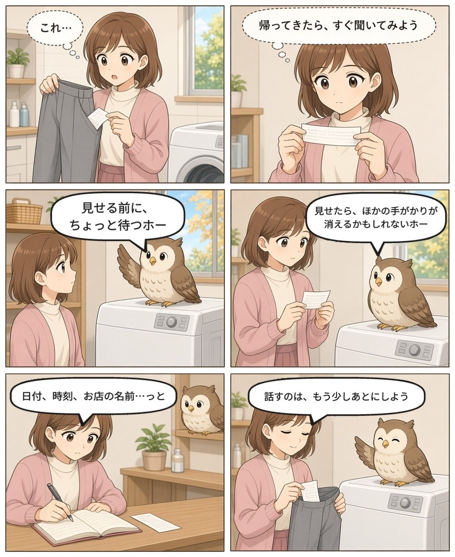 漫画『ゆりの一週間』「見つけたレシート、すぐ見せる？」