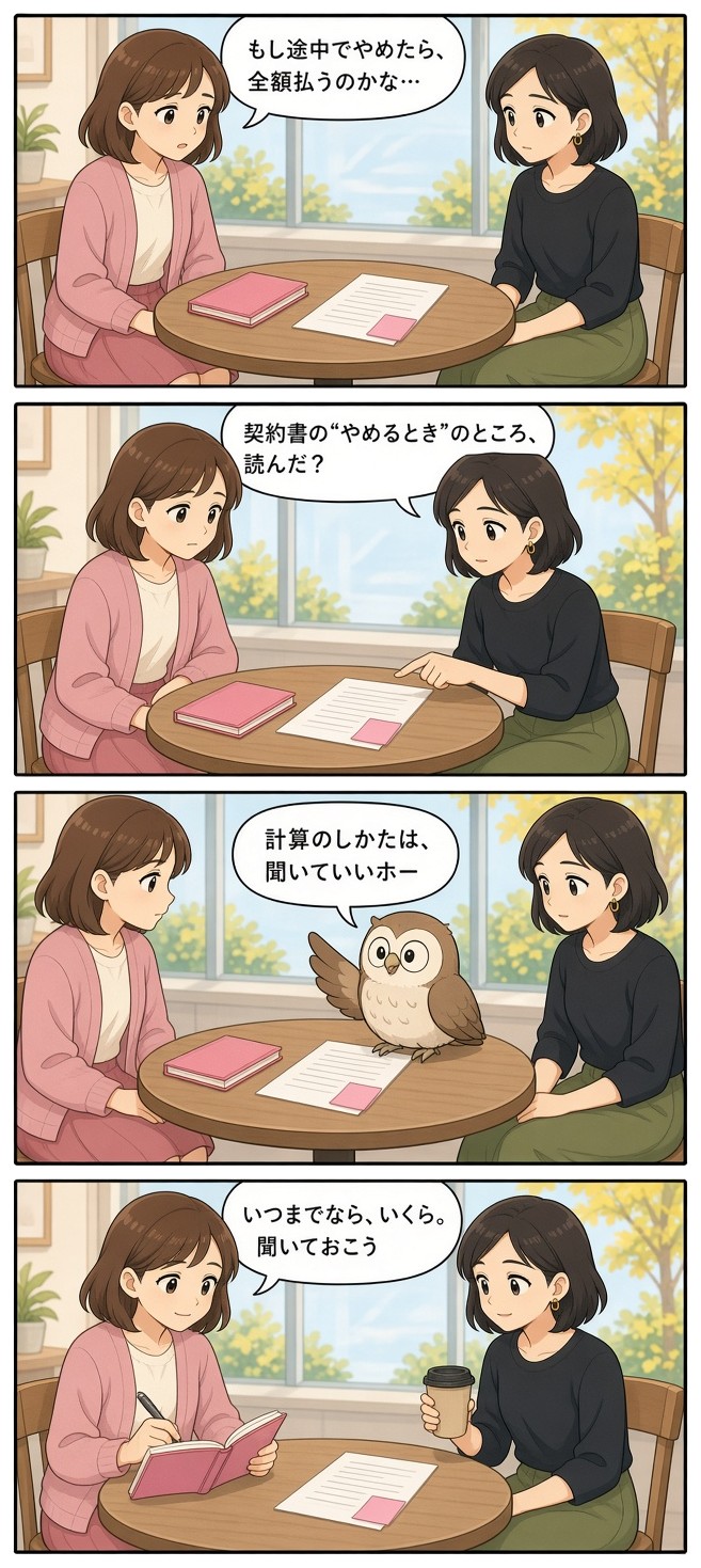 漫画『ゆりの一週間』「途中でやめたら、全額？」